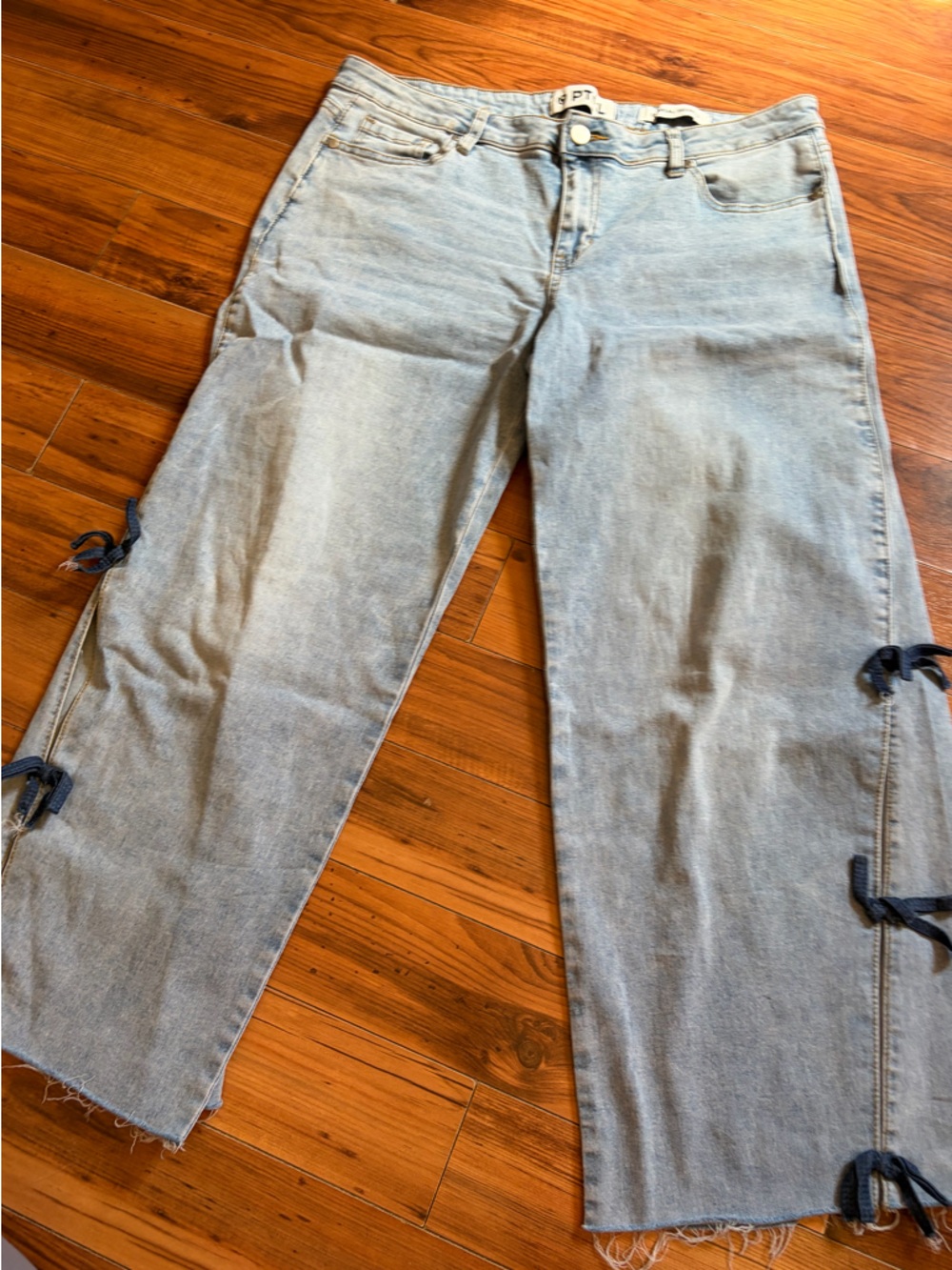 PTCL wide leg jeans with bow detail